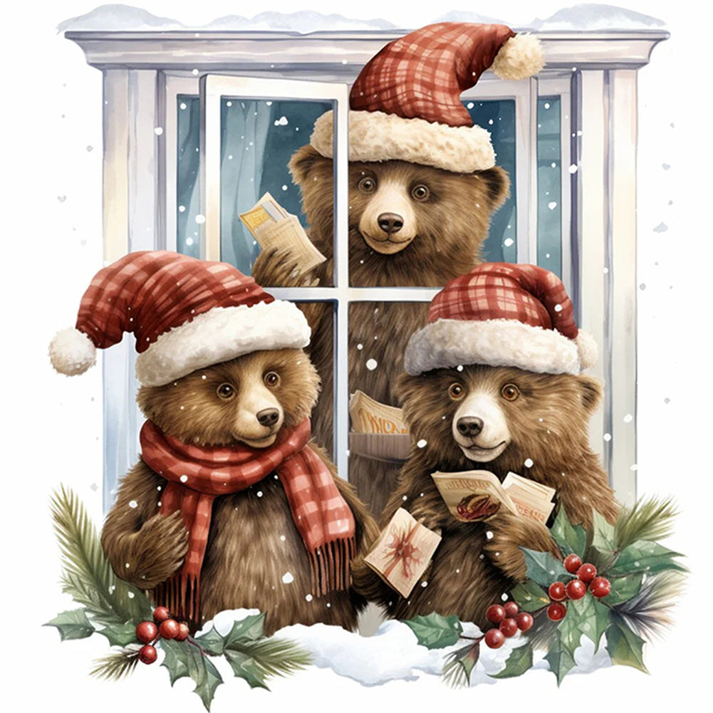 Christmas Bear - 18CT Counted Cross Stitch 30*30CM(Joy Sunday)