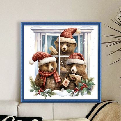 Christmas Bear - 18CT Counted Cross Stitch 30*30CM(Joy Sunday)