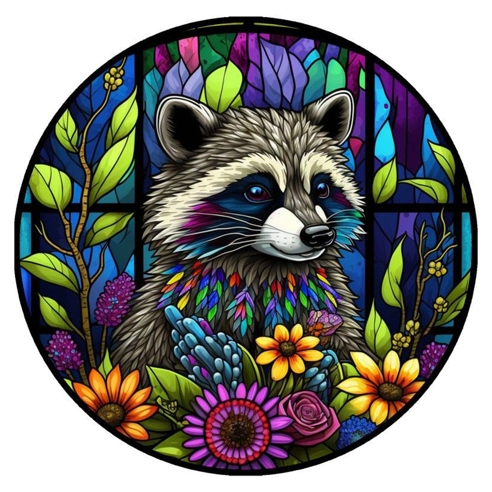 Colorful Raccoon - Full Round Drill Diamond Painting 30*30CM
