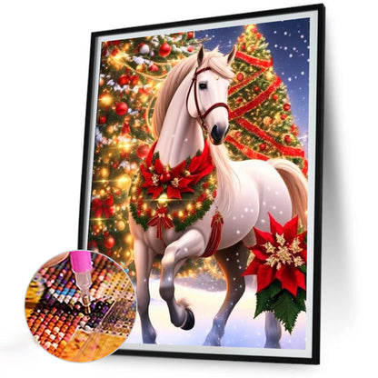 Christmas White Horse - Full Round Drill Diamond Painting 30*40CM