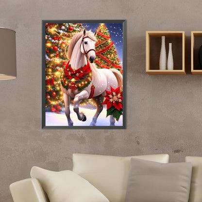 Christmas White Horse - Full Round Drill Diamond Painting 30*40CM