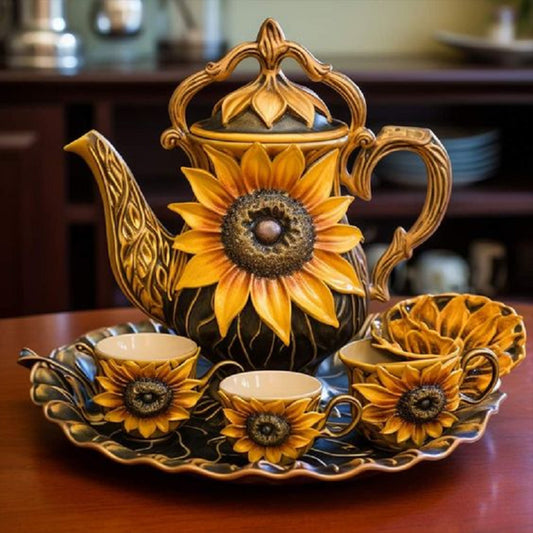 Sunflower Tea Set - Full Round Drill Diamond Painting 30*30CM