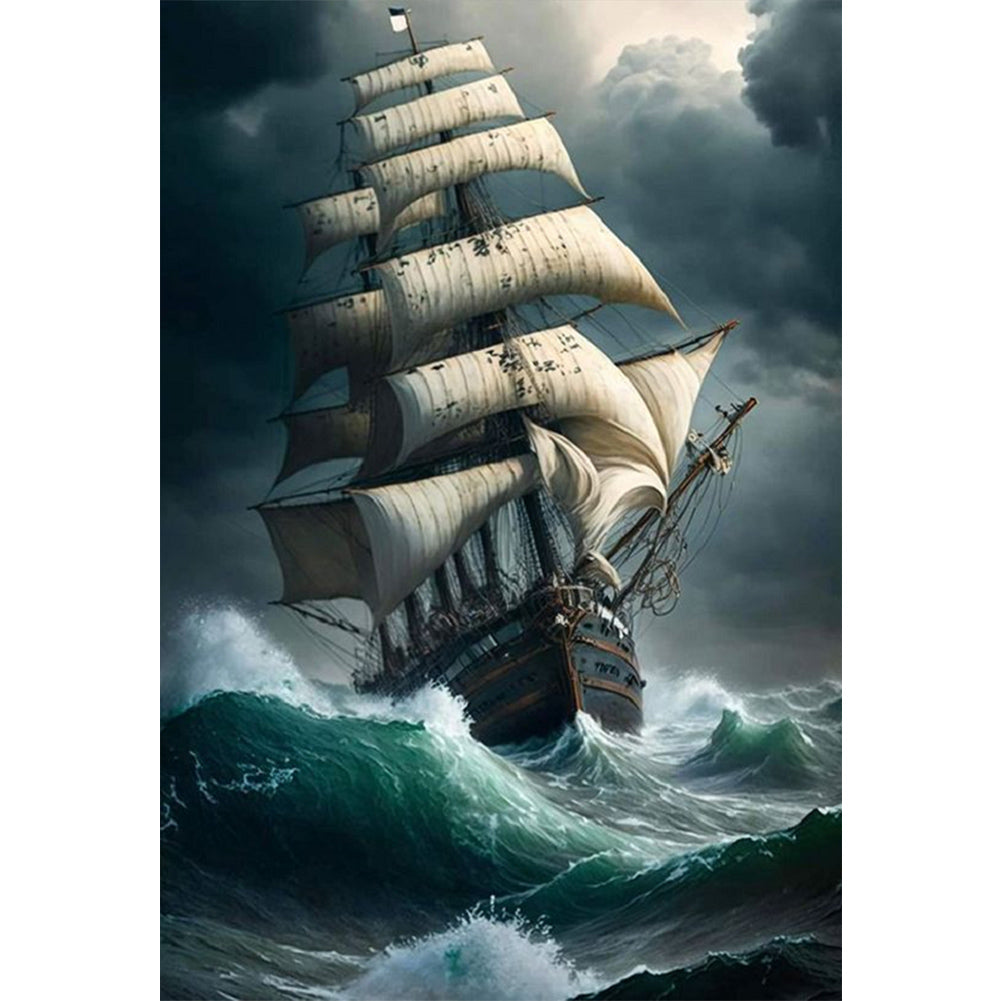 Sea Sailing Boat - Full Square Drill Diamond Painting 50*70CM