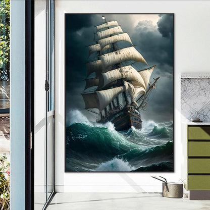 Sea Sailing Boat - Full Square Drill Diamond Painting 50*70CM