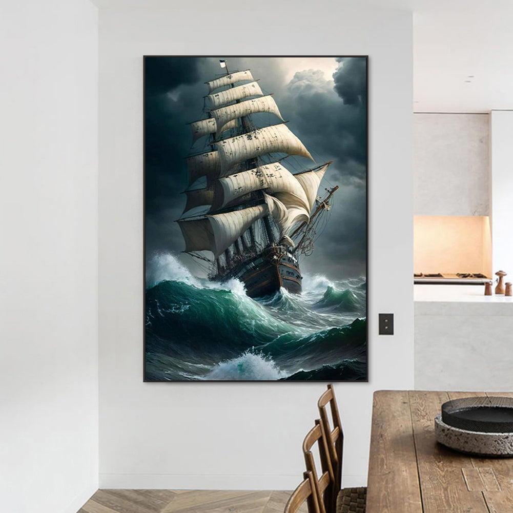 Sea Sailing Boat - Full Square Drill Diamond Painting 50*70CM