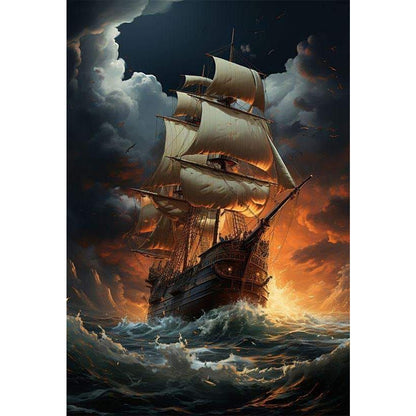 Sea Sailing Boat - Full Square Drill Diamond Painting 50*70CM