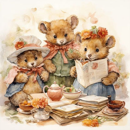Warm Animal Family - Full Round Drill Diamond Painting 30*30CM