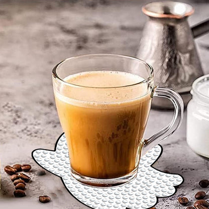 8 PCS Acrylic Diamond Painting Art Coaster Kit with Holder for Beginner (Ghost)