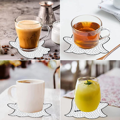 8 PCS Acrylic Diamond Painting Art Coaster Kit with Holder for Beginner (Ghost)