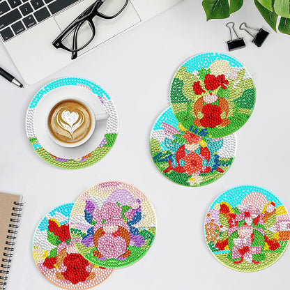 8 PCS Acrylic Diamond Painting Art Coaster Kit with Holder (Garden Gnome)