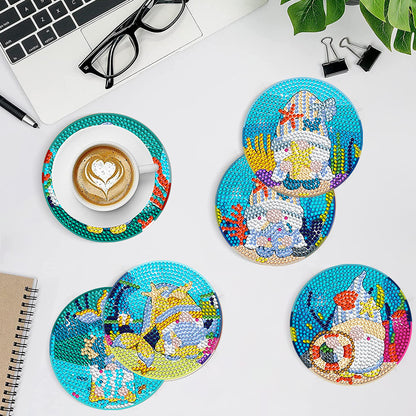 8 PCS Acrylic Diamond Painting Art Coaster Kit with Holder (Marine Gnome)