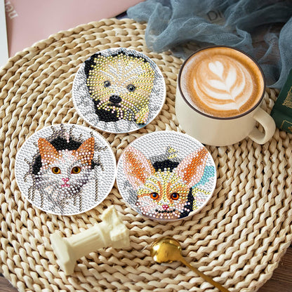 8 PCS Acrylic Diamond Painting Art Coaster Kit with Holder(Critters in the Hole)