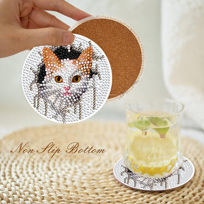 8 PCS Acrylic Diamond Painting Art Coaster Kit with Holder(Critters in the Hole)