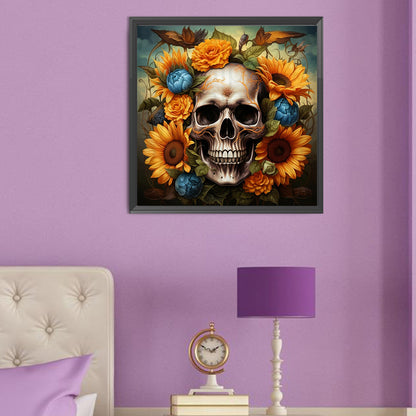 Flower Skull - Full Round Drill Diamond Painting 50*50CM