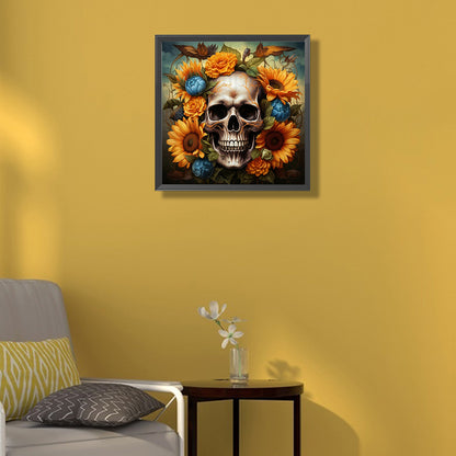 Flower Skull - Full Round Drill Diamond Painting 50*50CM