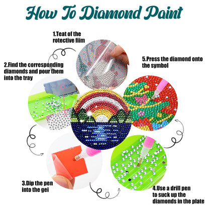 9 PCS Acrylic Diamond Painting Coasters Kits with Holder for Adults (Sun Stars)