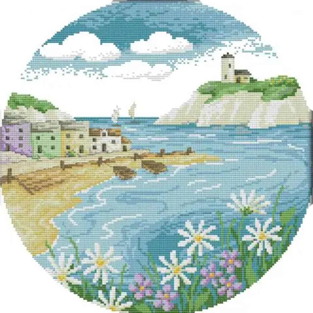 Island - 14CT Stamped Cross Stitch 38*38CM(Joy Sunday)