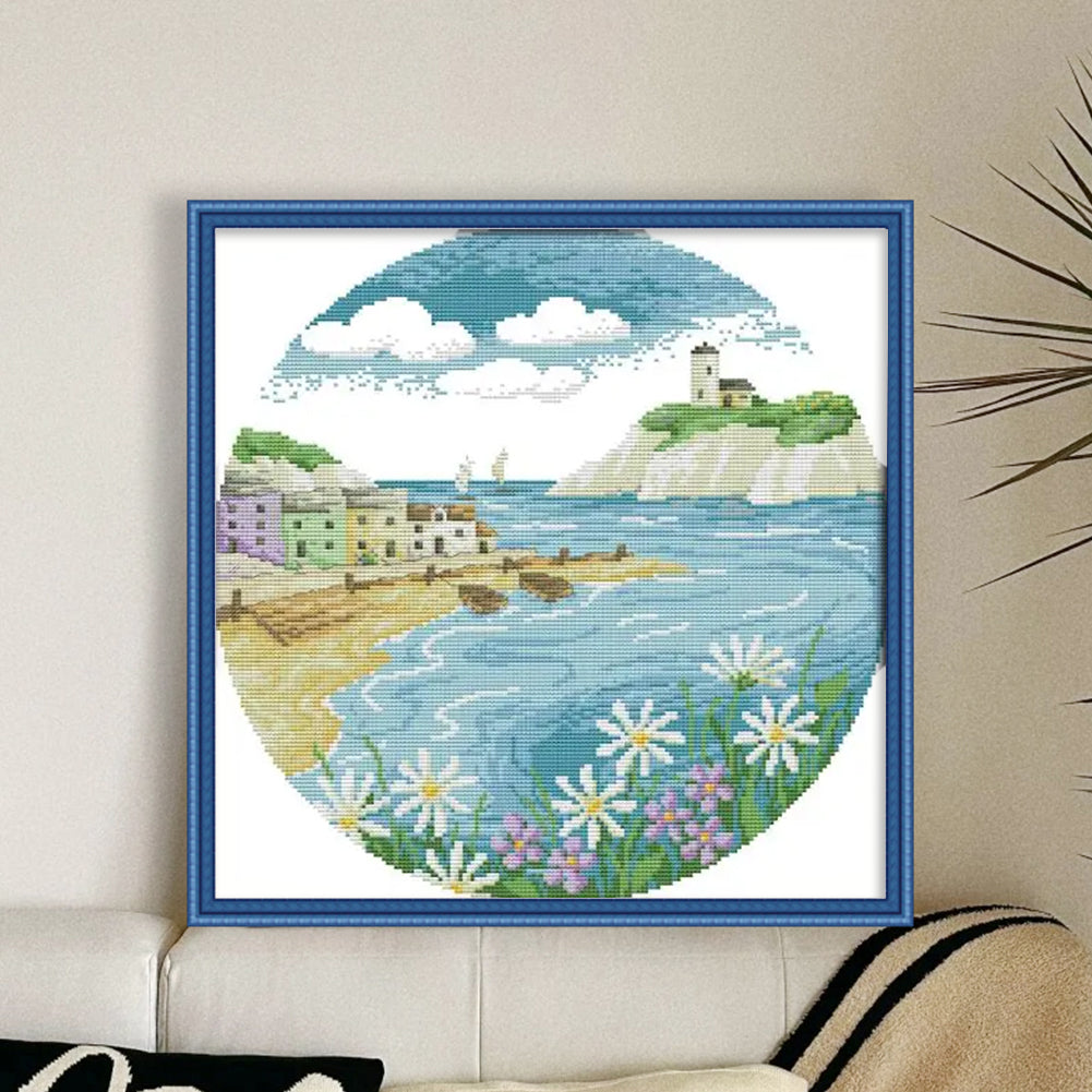 Island - 14CT Stamped Cross Stitch 38*38CM(Joy Sunday)