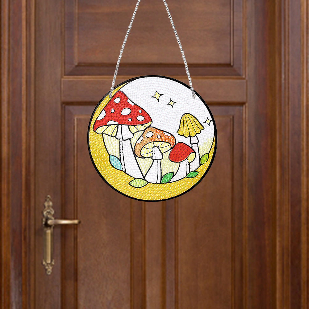 Acrylic Mushroom Single-Sided DIY Diamond Painting Hanging Pendant 20x20cm (#1)