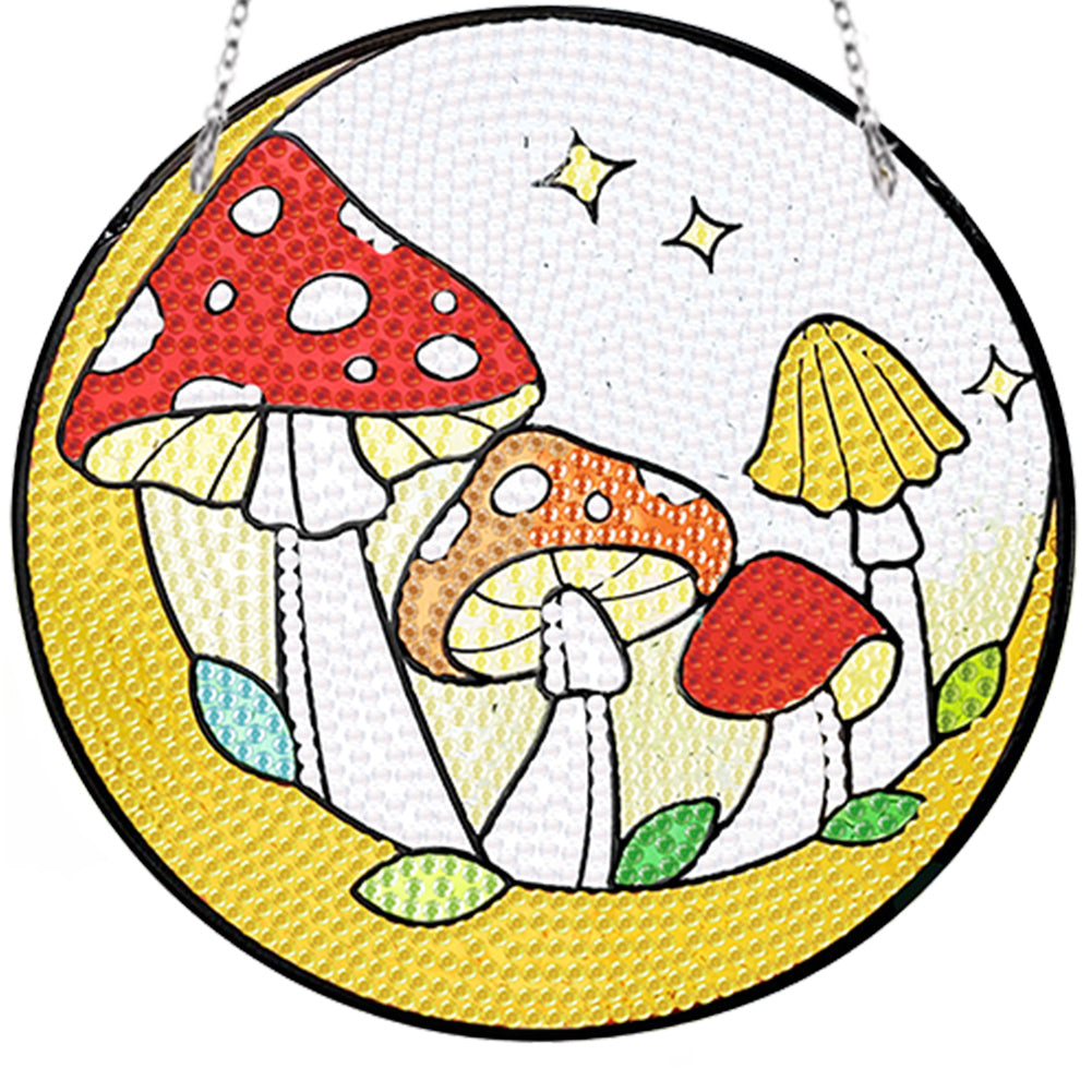 Acrylic Mushroom Single-Sided DIY Diamond Painting Hanging Pendant 20x20cm (#1)