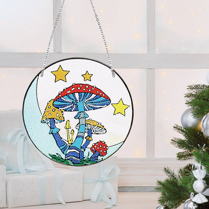 Acrylic Mushroom Single-Sided DIY Diamond Painting Hanging Pendant 20x20cm (#2)