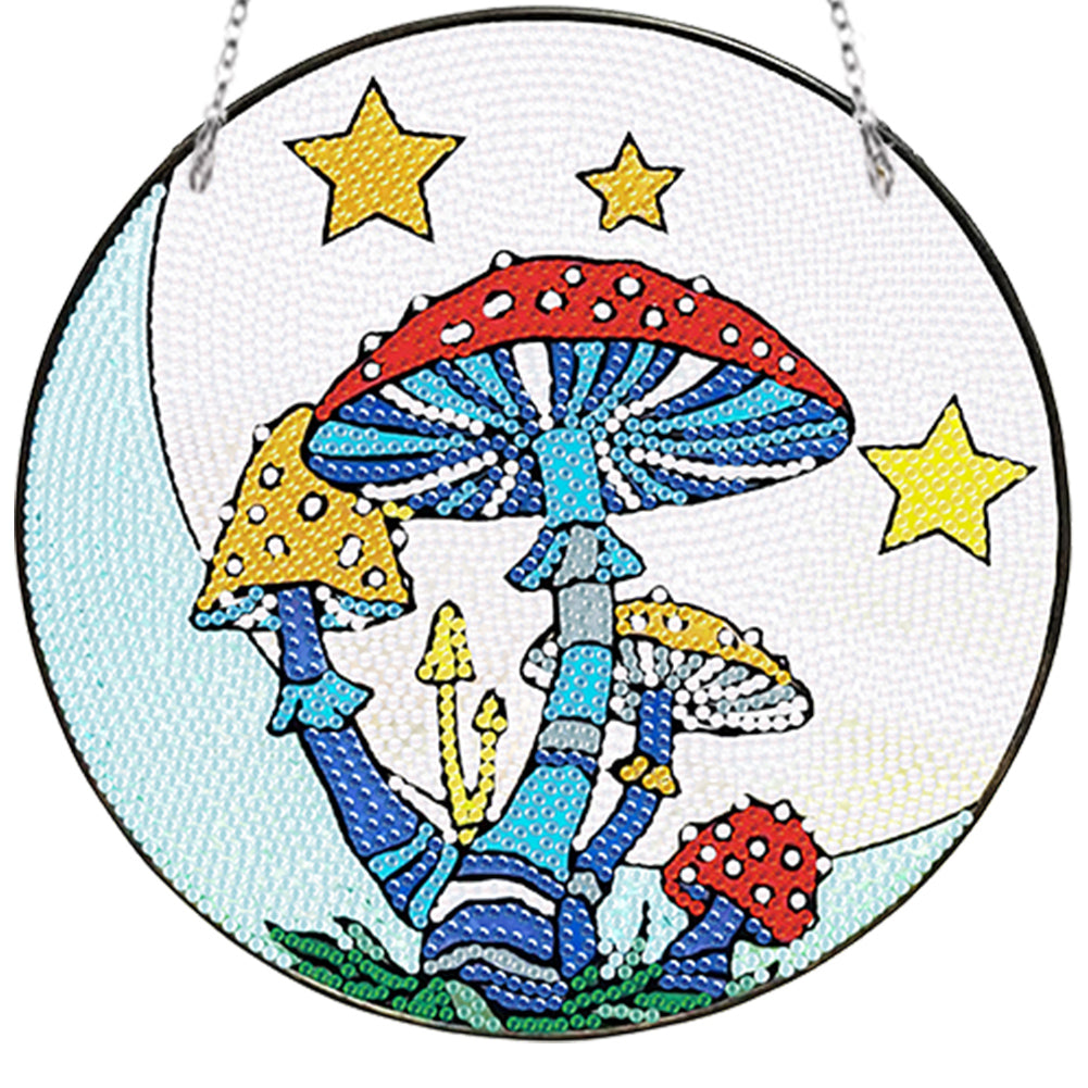 Acrylic Mushroom Single-Sided DIY Diamond Painting Hanging Pendant 20x20cm (#2)