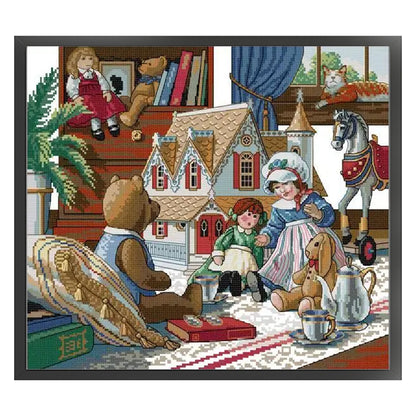 Doll - 14CT Stamped Cross Stitch 44*38CM(Joy Sunday)