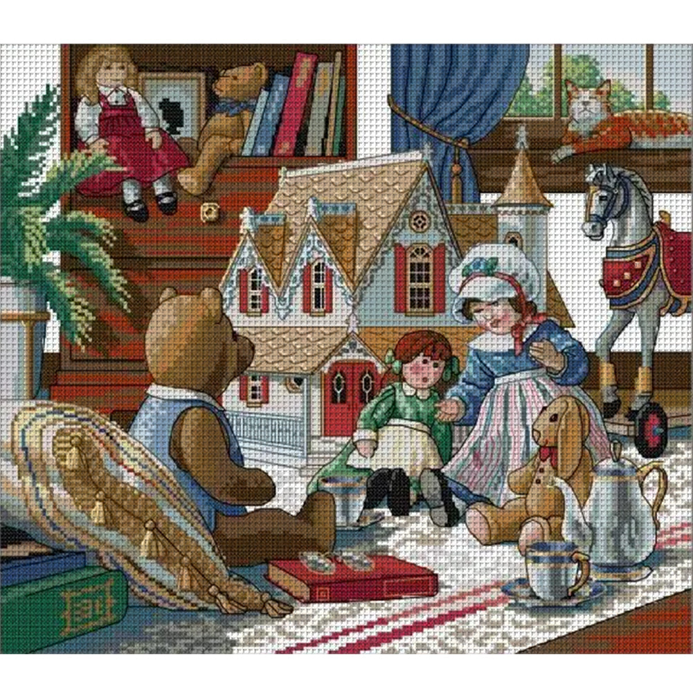 Doll - 14CT Stamped Cross Stitch 44*38CM(Joy Sunday)