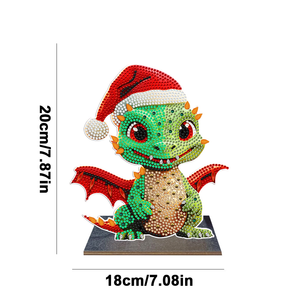 Wooden Desktop Diamond Art Kits Xmas Office Desktop Decor (Christmas Dragon #2)