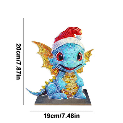 Wooden Desktop Diamond Art Kits Xmas Office Desktop Decor (Christmas Dragon #3)