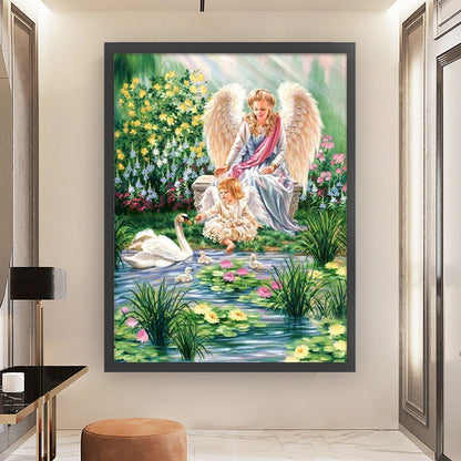 Swans And Angels - 11CT Stamped Cross Stitch 50*65CM(Joy Sunday)