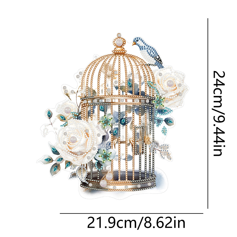 Acrylic Flower Birdcage Single-Sided DIY Diamond Painting Hanging Pendant (#2)
