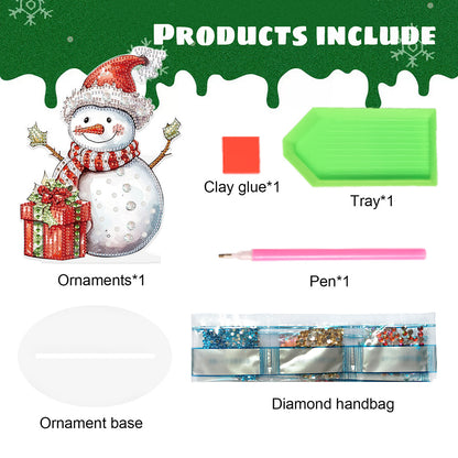 Diamond Painting Desktop Ornaments Kit for Office Desktop Decor (Happy Snowman)