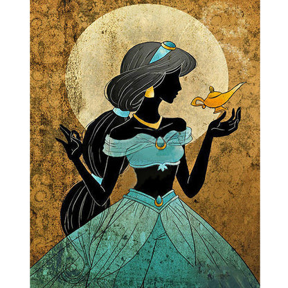 Princess Jasmine Silhouette - Full Round Drill Diamond Painting 40*50CM