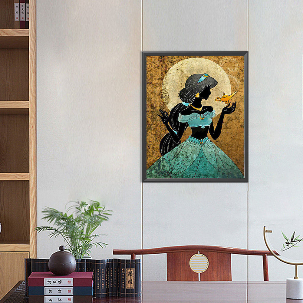 Princess Jasmine Silhouette - Full Round Drill Diamond Painting 40*50CM