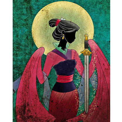 Mulan Silhouette - Full Round Drill Diamond Painting 40*50CM