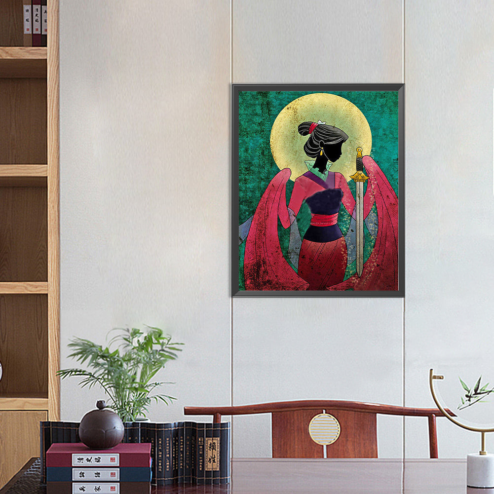 Mulan Silhouette - Full Round Drill Diamond Painting 40*50CM