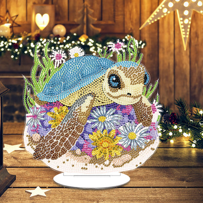 Round Diamond Painting Desktop Decoration for Office Desktop Decor (Sea Turtle)