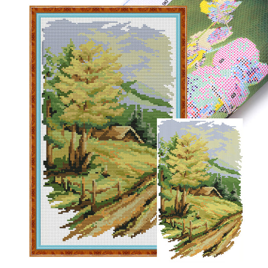 Long Version Of Four Seasons Spring - 14CT Stamped Cross Stitch 22*37CM(Joy Sunday)