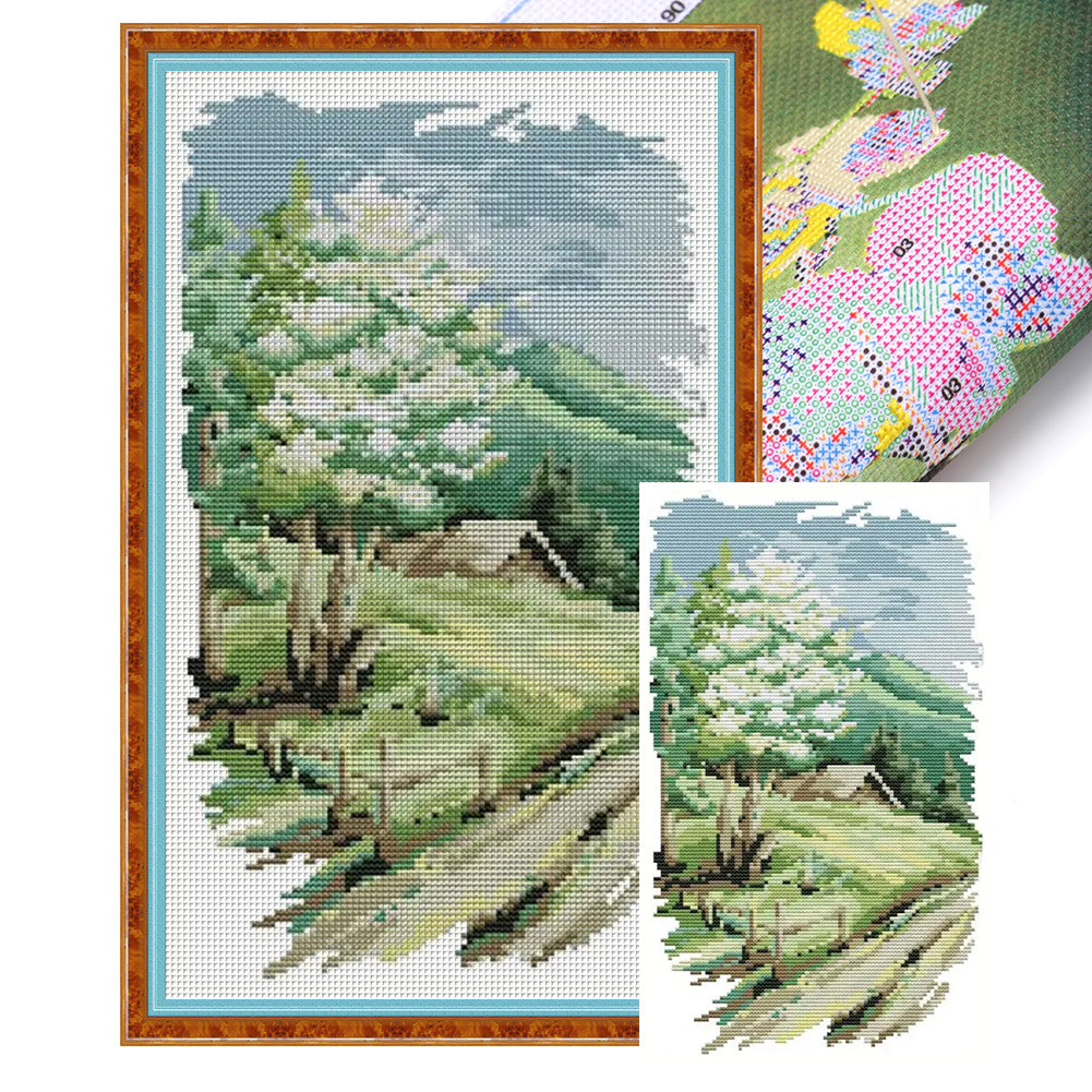 Long Version Of Four Seasons Summer - 14CT Stamped Cross Stitch 22*37CM(Joy Sunday)