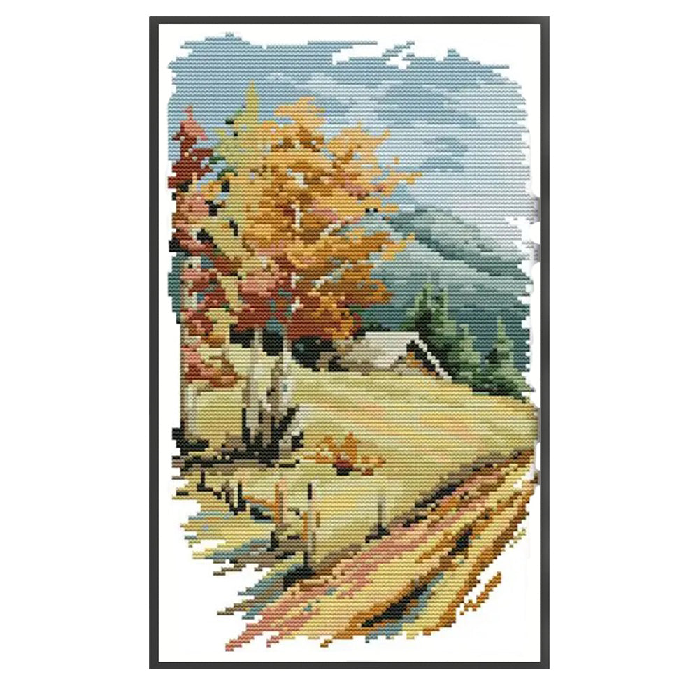 Long Version Of Four Seasons Autumn - 14CT Stamped Cross Stitch 22*37CM(Joy Sunday)