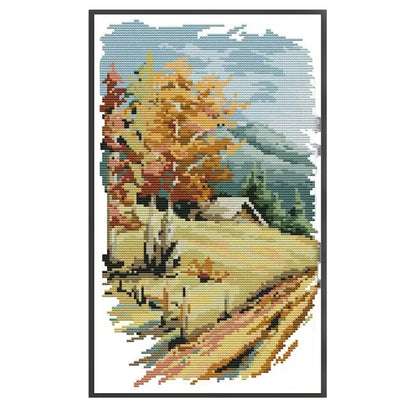 Long Version Of Four Seasons Autumn - 14CT Stamped Cross Stitch 22*37CM(Joy Sunday)