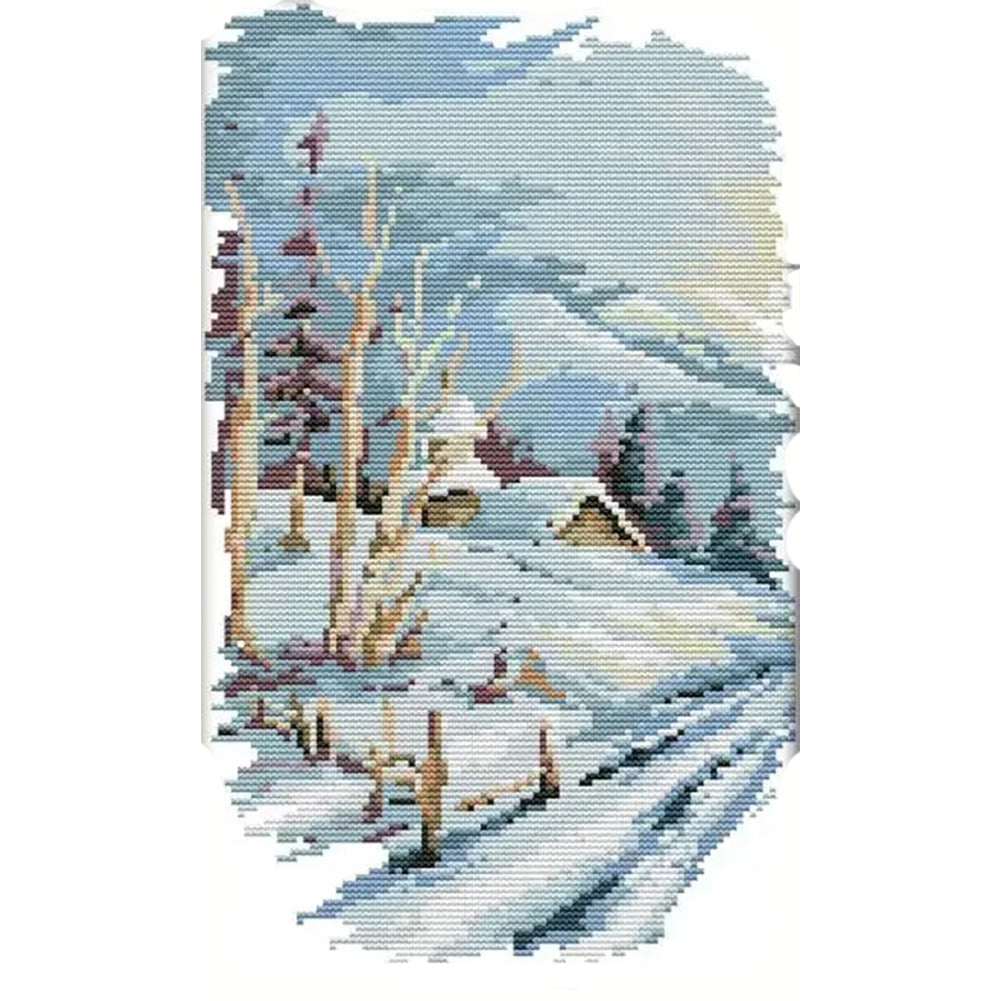 Long Version Four Seasons Winter - 14CT Stamped Cross Stitch 22*37CM(Joy Sunday)