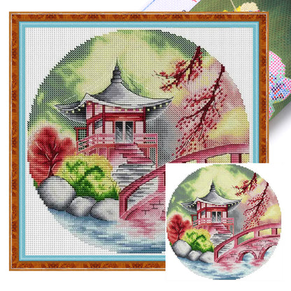 Autumn Gazebo - 14CT Stamped Cross Stitch 38*38CM(Joy Sunday)