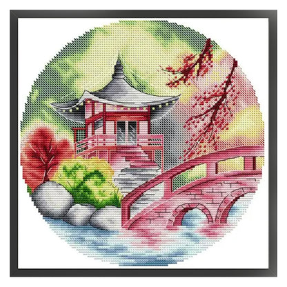 Autumn Gazebo - 14CT Stamped Cross Stitch 38*38CM(Joy Sunday)