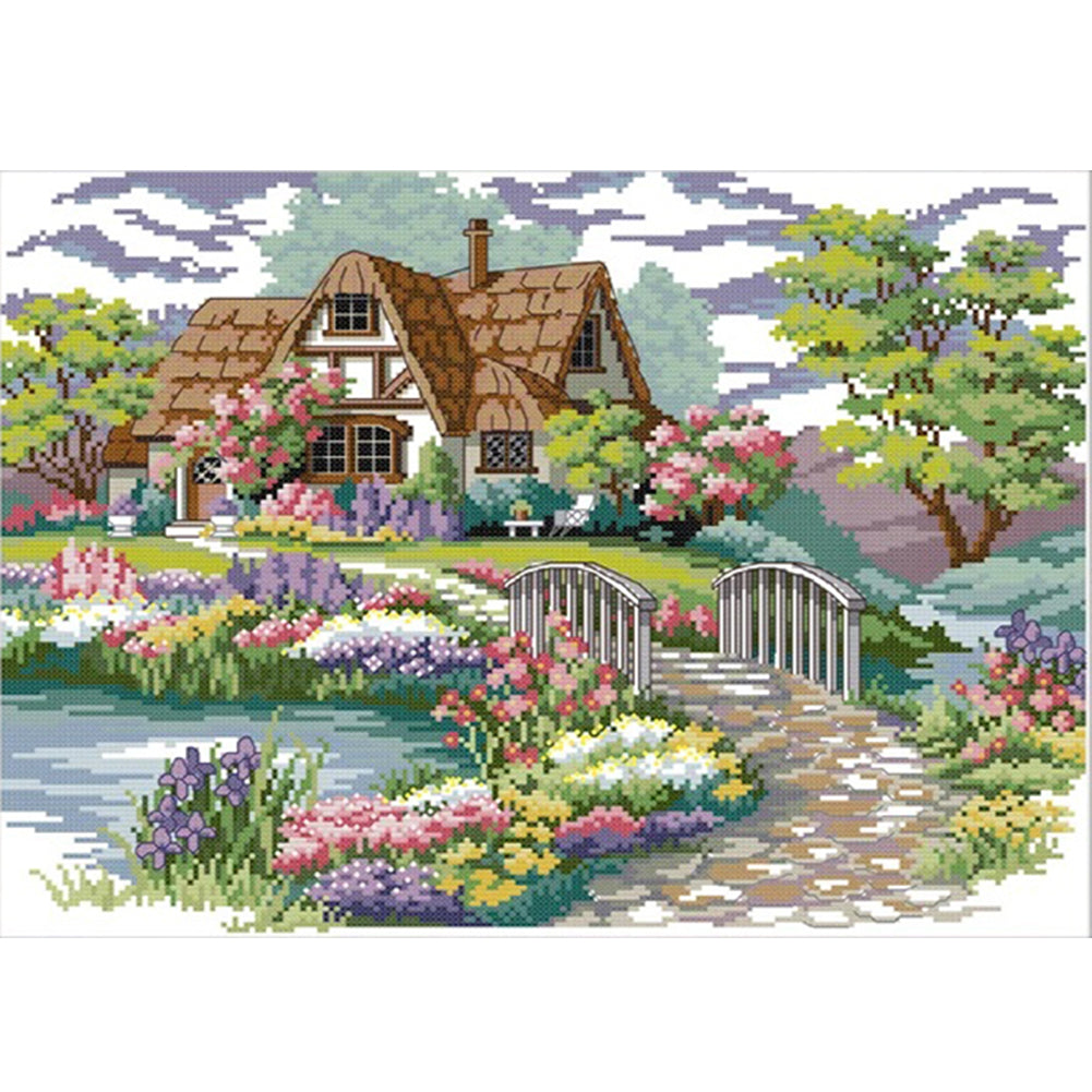 Dream Home - 14CT Stamped Cross Stitch 44*34CM(Joy Sunday)