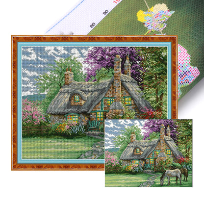 Flower Villa - 14CT Stamped Cross Stitch 46*38CM(Joy Sunday)