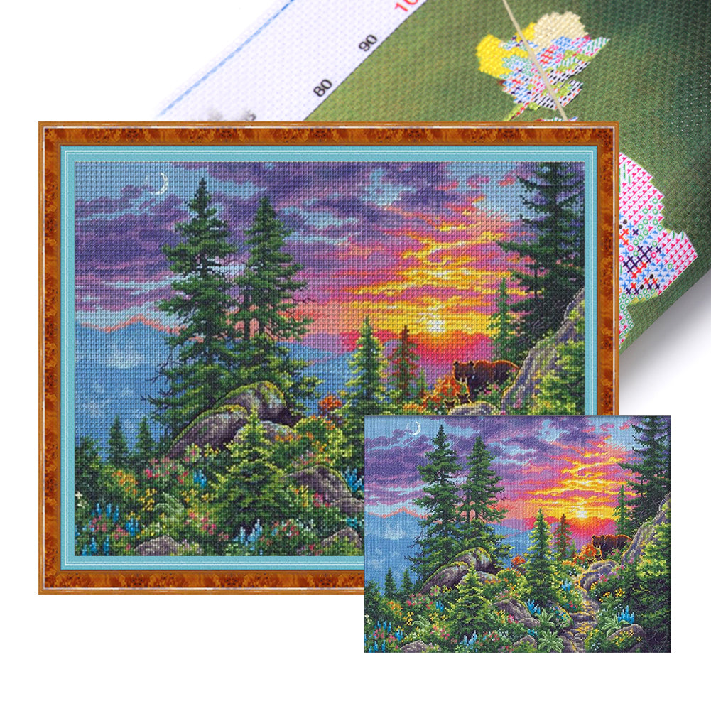 Sunset - 14CT Stamped Cross Stitch 47*38CM(Joy Sunday)