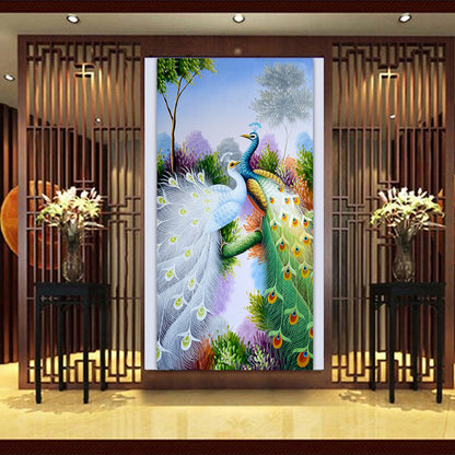 Peacock - Special Shaped Drill Diamond Painting 30*55CM