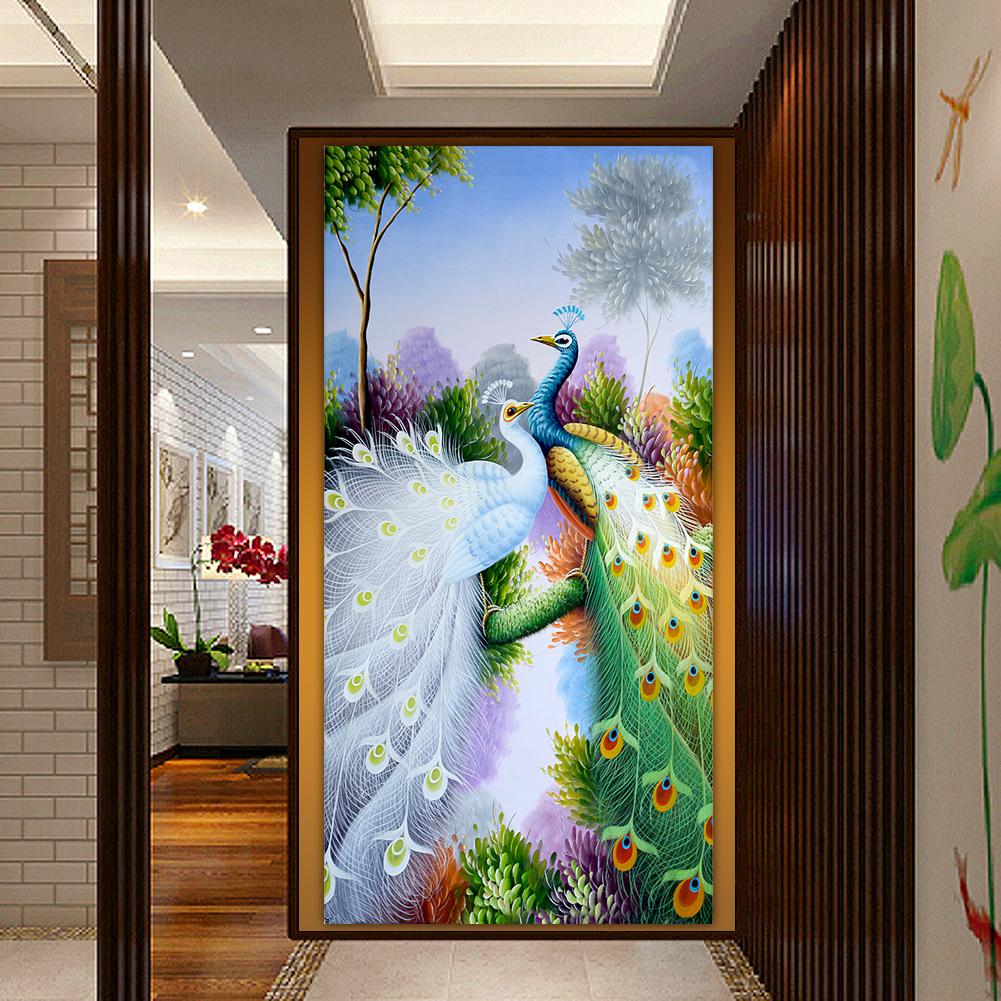 Peacock - Special Shaped Drill Diamond Painting 30*55CM